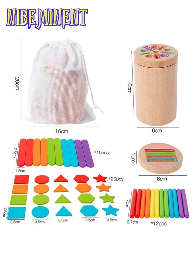 NIBEMINENT 3 in 1 Montessori Toys for 3 + Year Old, Wooden Color Sorting Learning Toys for Toddlers, Fine Motor Skills, Preschool Learning Educational Matching Games, Sensory for Toddlers 3 + - Image 2