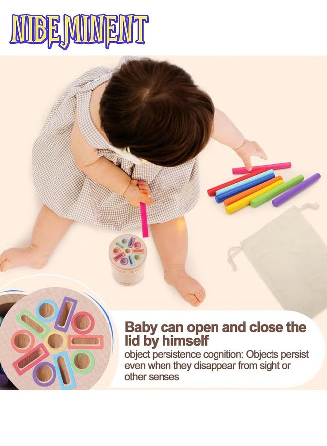 NIBEMINENT 3 in 1 Montessori Toys for 3 + Year Old, Wooden Color Sorting Learning Toys for Toddlers, Fine Motor Skills, Preschool Learning Educational Matching Games, Sensory for Toddlers 3 + - Image 5