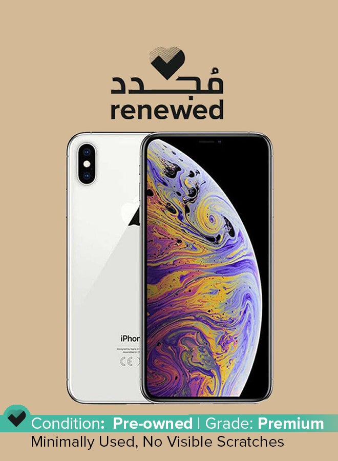 ابل  مُجدد - هاتف آيفون XS ماكس مع تطبيق فيس تايم مزود بذاكرة داخلية سعة 64 جيجابايت ويدعم تقنية 4G LTE - نسخة عالمية - لون فضي - Image 1