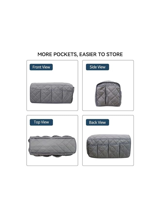 The Bros Sofa Armrest Organizer Non-Slip Arm Chair Bedside Caddy Storage Organizer for Recliner Couch with 14 Pockets for Cell Phone TV Remote Control Magazines (Grey) - Image 5