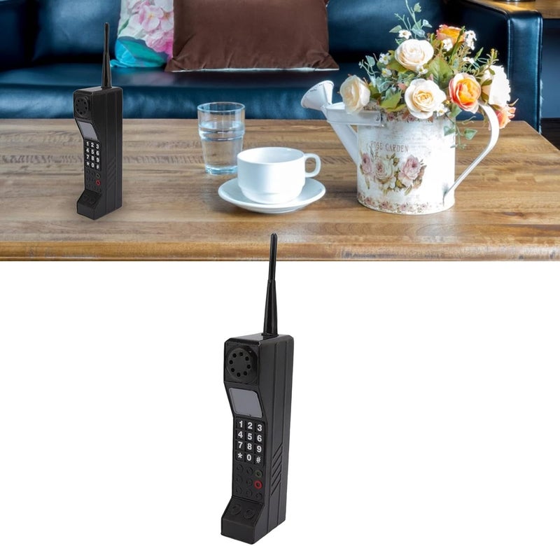 klarako Retro Brick Cell Phone Ornament, Lightweight Portable Vivid Iron Material Brick Mobile Phone Model, Simulation Photographic Props Stylized Decorative Vintage Cellular Phone Model (Black) - Image 3