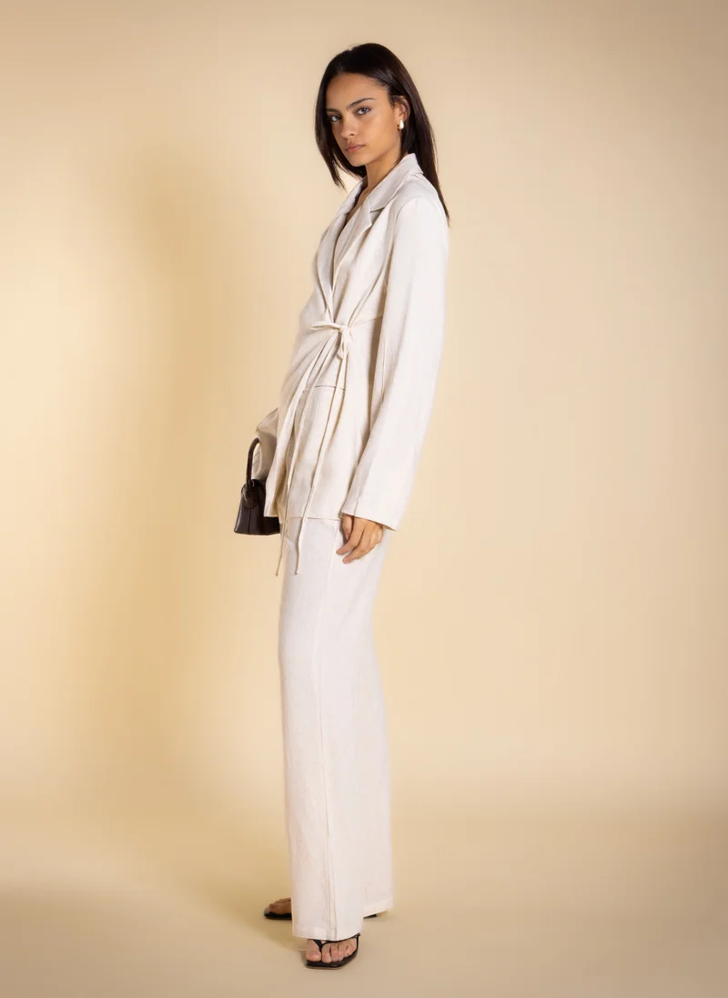 SHAPES Beige LINEN BLEND BLAZER SET for Women | Best Price UAE