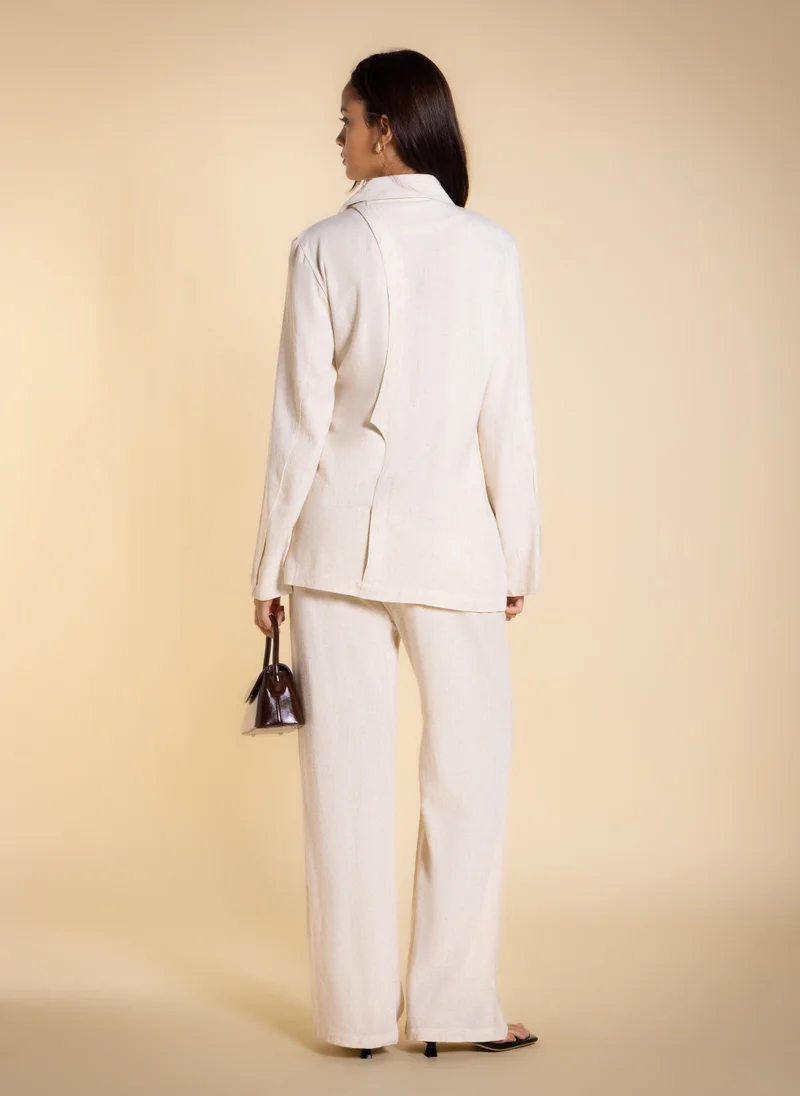 SHAPES Beige LINEN BLEND BLAZER SET for Women | Best Price UAE