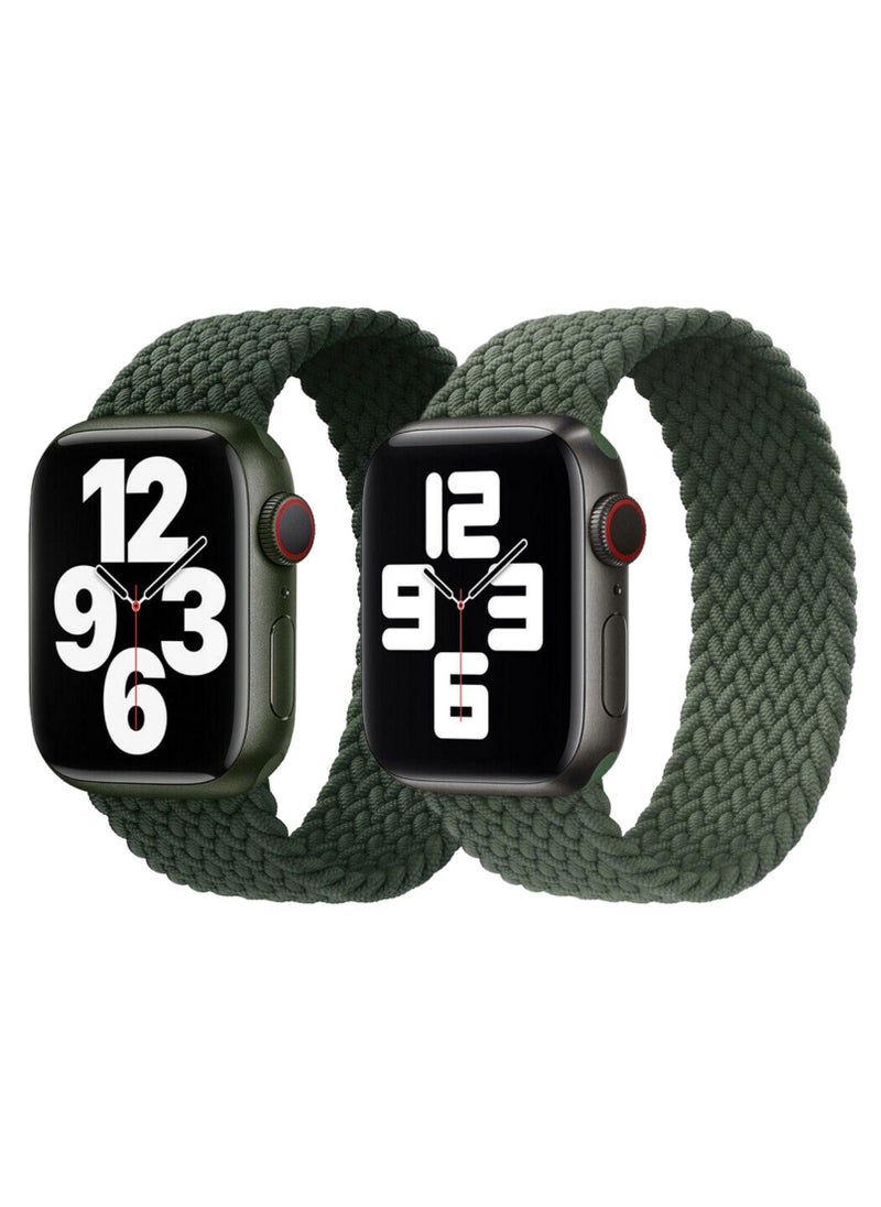 YOMNA Braided Solo Loop Band Strap for Apple Watch Series 42/44/45mm Sequoia Green Strap with Inverness Green Strap(set of 2)  - Image 1