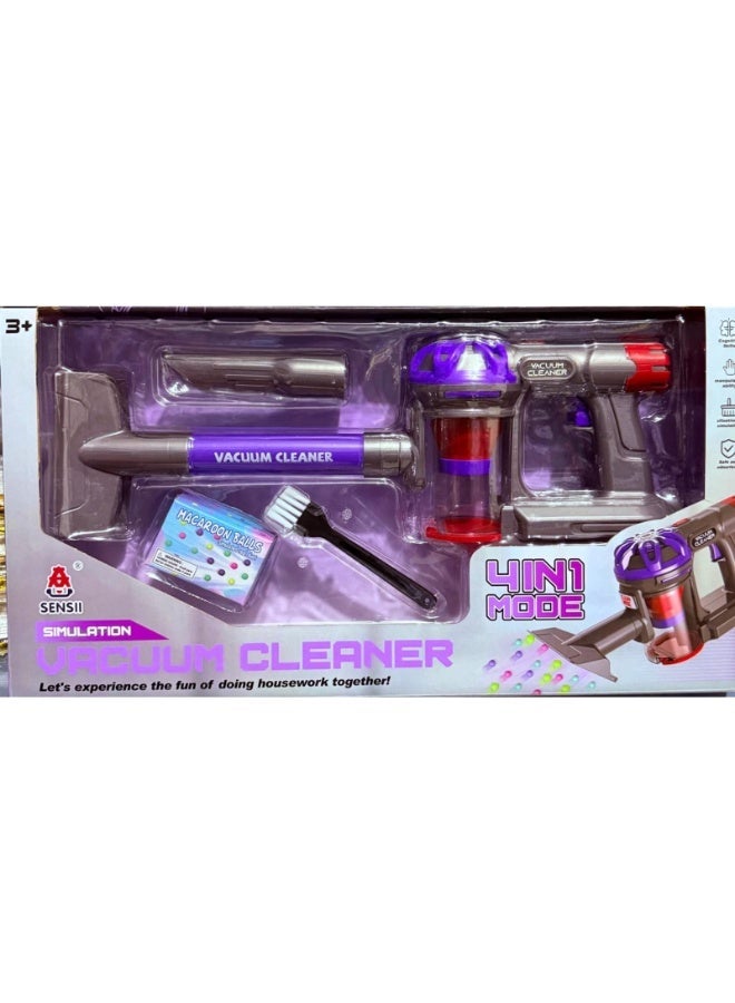 Kids Interactive Vacuum Cleaner Toy 4 in 1, Pretend Play Cleaning Set for Kids, Battery Operated Vacuum Toy with Balls and Accessories, Educational Household Role Play Toy, Mini Cleaning Tools Set for Boys and Girls - Image 3