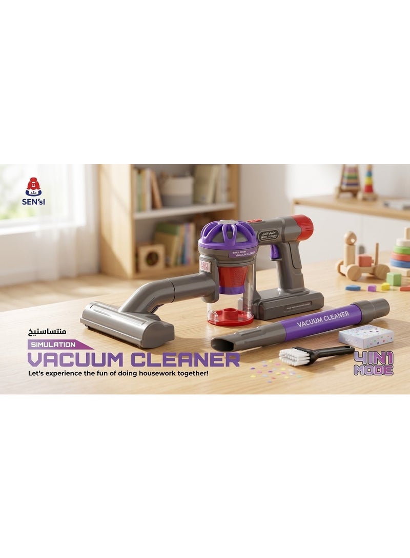 Kids Interactive Vacuum Cleaner Toy 4 in 1, Pretend Play Cleaning Set for Kids, Battery Operated Vacuum Toy with Balls and Accessories, Educational Household Role Play Toy, Mini Cleaning Tools Set for Boys and Girls - Image 2