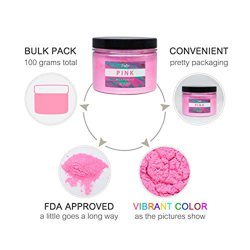 Limino Mica Powder Pure - 3.5oz Pearl Epoxy Resin Color Pigment - Cosmetic Grade Slime Coloring Pigment - Natural Soap Dye for Soap Making Supplies Kit, Bath Bomb Colorant, Paint, Nail Art (Pink) - Image 5