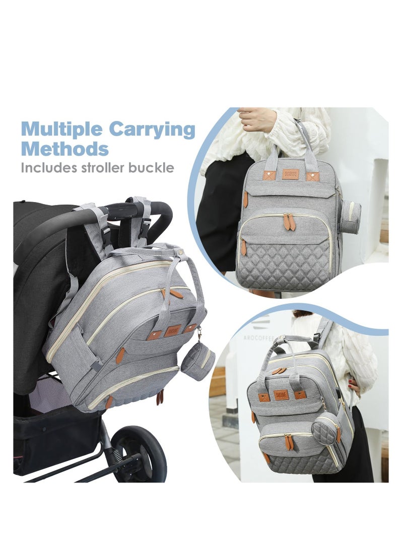 ARCOON Diaper Bag Backpack, Large Diaper Bag with Changing Station, Baby Diaper Bag, New Mom Gifts, Lightweight Waterproof Unisex Diaper Bag with Insulated Pockets and USB Charging Port, Grey