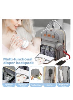 ARCOON ARCOON Diaper Bag Backpack, Large Diaper Bag with Changing Station, Baby Diaper Bag, New Mom Gifts, Lightweight Waterproof Unisex Diaper Bag with Insulated Pockets and USB Charging Port, Grey  - Image 5