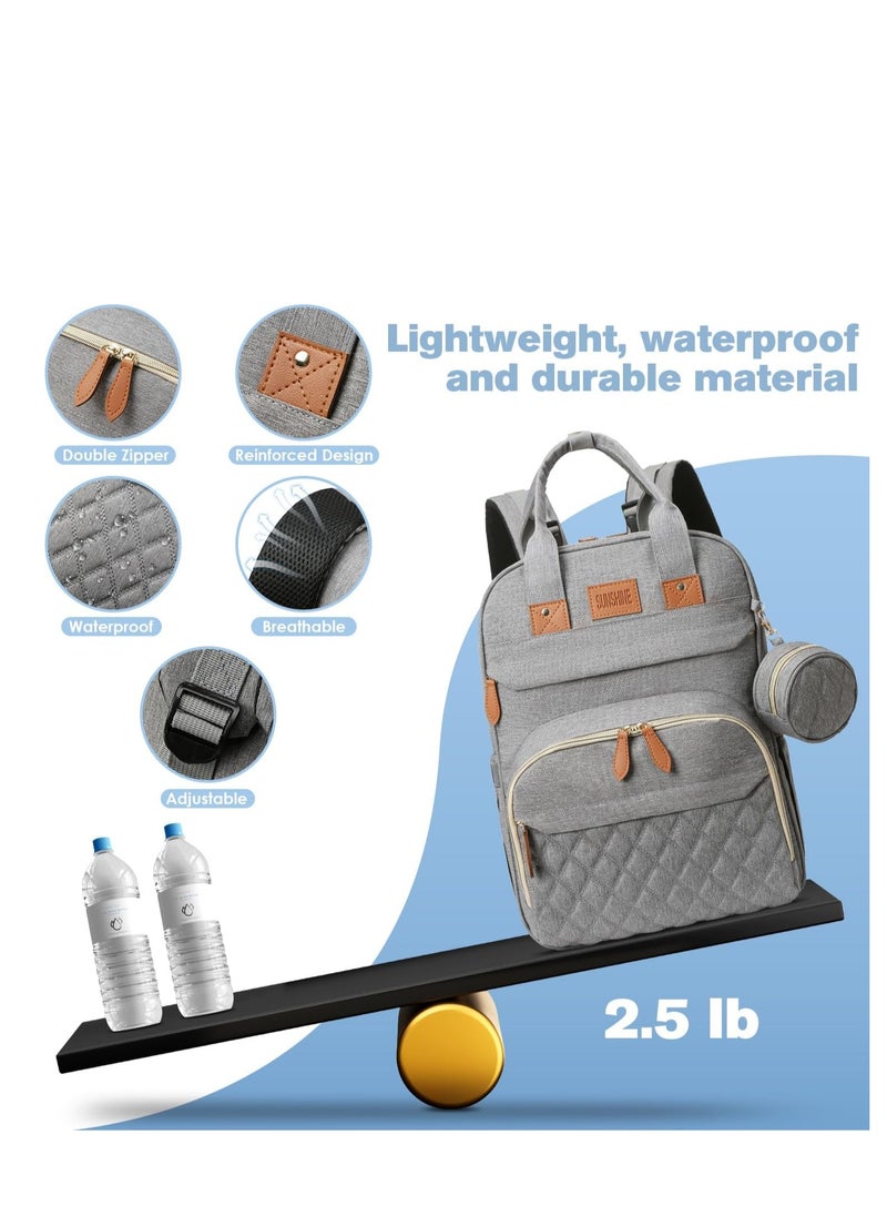 ARCOON Diaper Bag Backpack, Large Diaper Bag with Changing Station, Baby Diaper Bag, New Mom Gifts, Lightweight Waterproof Unisex Diaper Bag with Insulated Pockets and USB Charging Port, Grey