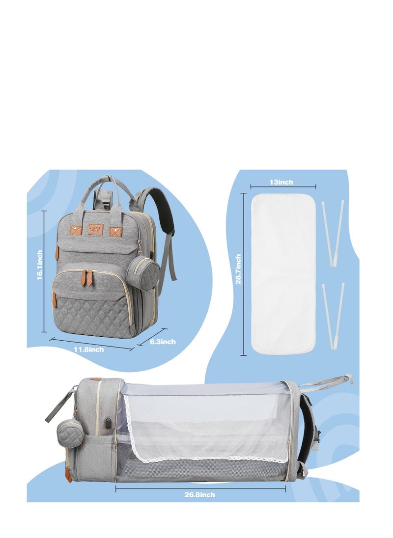 ARCOON Diaper Bag Backpack, Large Diaper Bag with Changing Station, Baby Diaper Bag, New Mom Gifts, Lightweight Waterproof Unisex Diaper Bag with Insulated Pockets and USB Charging Port, Grey