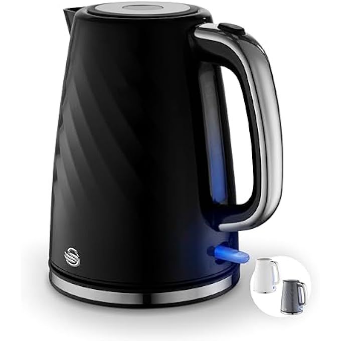 Swan Sk14611Blk Windsor Rapid Boil Kettle With Removable Limescale Filter Boil Dry Protection And Hidden Cord Storage 17L 3Kw Black - Image 1