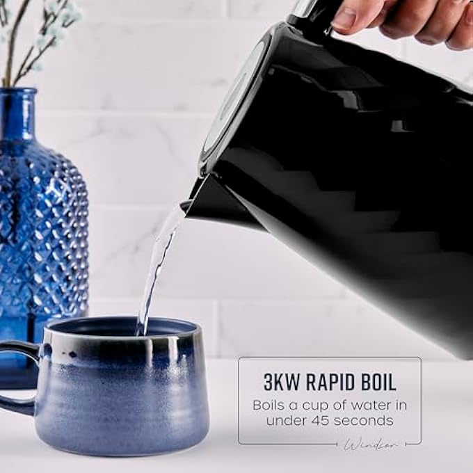 Swan Sk14611Blk Windsor Rapid Boil Kettle With Removable Limescale Filter Boil Dry Protection And Hidden Cord Storage 17L 3Kw Black - Image 4
