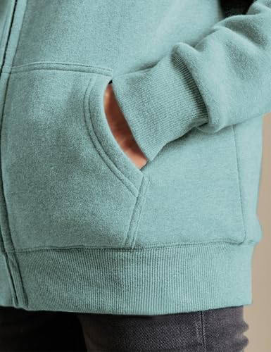 Yeokou Women's Casual Full Zip Up Sherpa Lined Hoodie Sweatshirt Jacket Coat (Green-XS) - Image 5