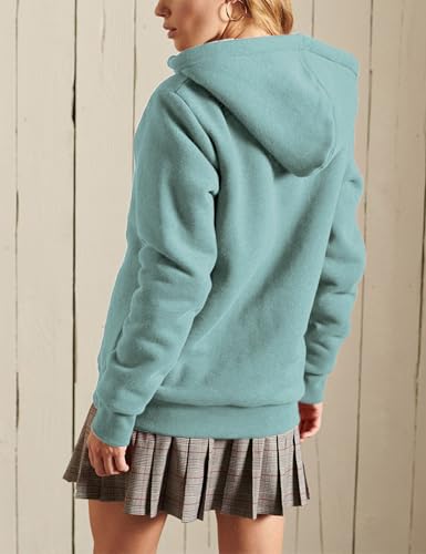 Yeokou Women's Casual Full Zip Up Sherpa Lined Hoodie Sweatshirt Jacket Coat (Green-XS) - Image 4
