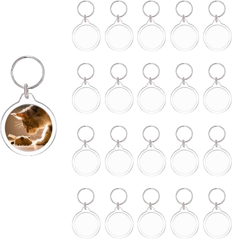 BetterJonny 20Pcs Acrylic picture Keychain Blanks Photo Keychain Clear in Photo Keychain Acrylic Picture Frame Keyrings - Image 1