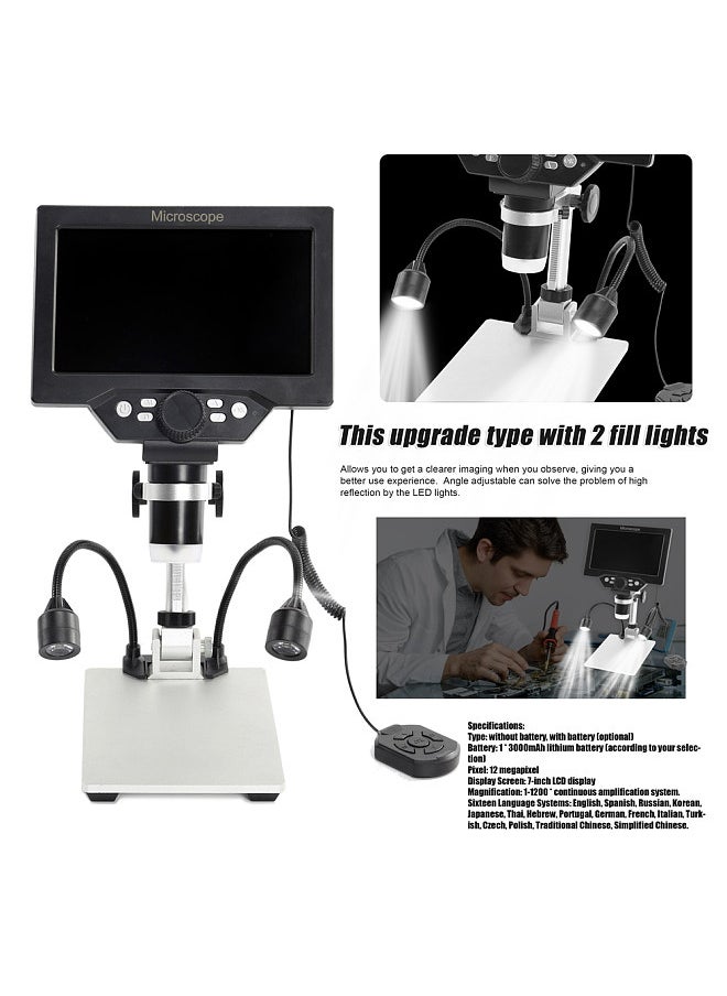 Generic B1200 Digital Microscope 7 Inch Large Color Screen Large Base LCD Display 12MP 1-1200X Continuous Amplification Magnifier  - Image 4