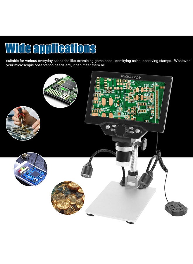 Generic B1200 Digital Microscope 7 Inch Large Color Screen Large Base LCD Display 12MP 1-1200X Continuous Amplification Magnifier  - Image 2