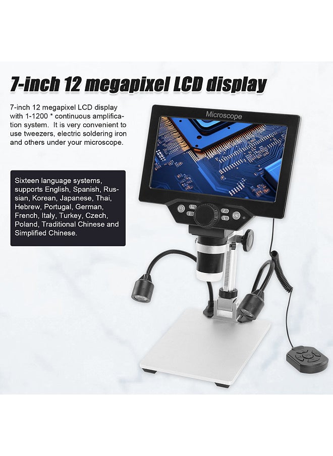 Generic B1200 Digital Microscope 7 Inch Large Color Screen Large Base LCD Display 12MP 1-1200X Continuous Amplification Magnifier  - Image 5