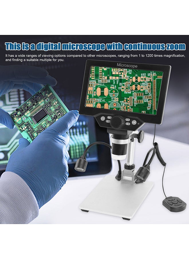 Generic B1200 Digital Microscope 7 Inch Large Color Screen Large Base LCD Display 12MP 1-1200X Continuous Amplification Magnifier  - Image 3