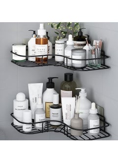 iSTAR iSTAR Wall Mounted L-Shape Adhesive Corner Shelf with Magic Stickers | Stylish Multipurpose Bathroom Storage Organizer Rack for Shower, Kitchen, Washroom, Home, Office and Hotel Use (Black-Pack of 2)  - Image 1
