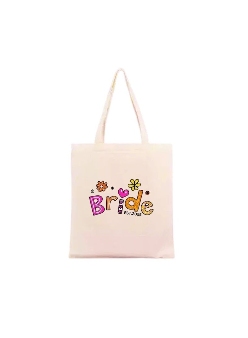 Bride Est Cotton Tote Bag For Weddings And Bachelorette Parties-Perfect For Brides And Bridesmaids-Wedding Gift Bag - Image 1