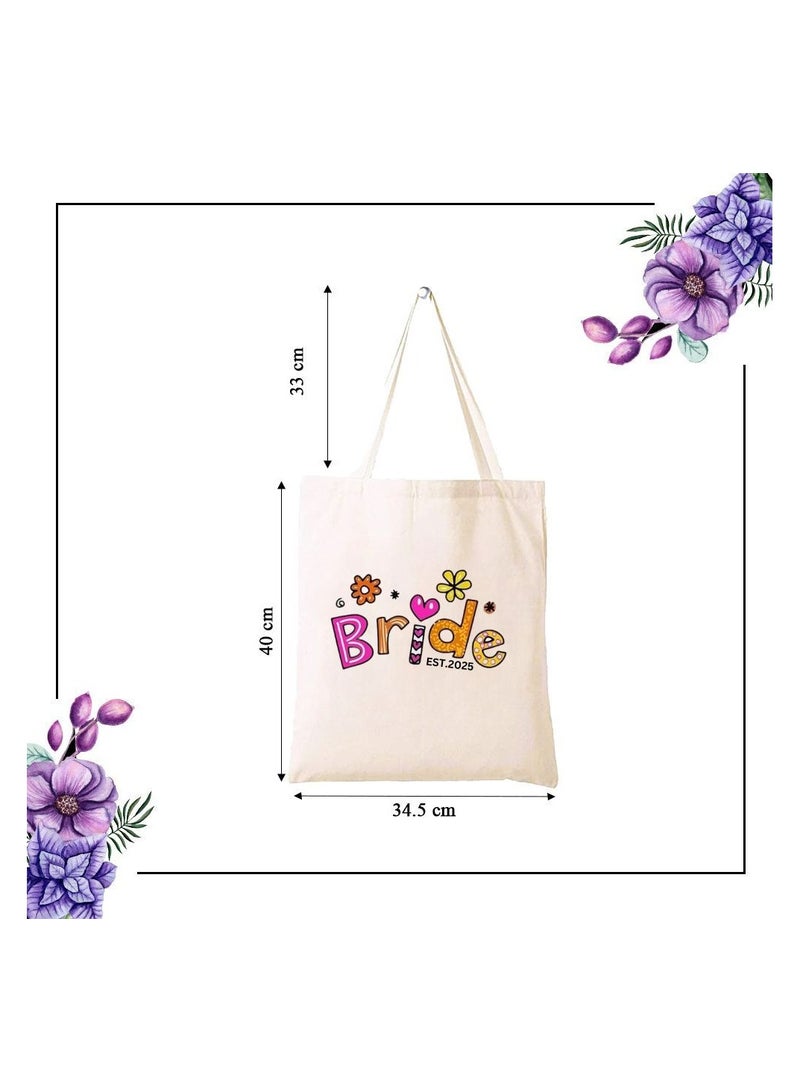 Bride Est Cotton Tote Bag For Weddings And Bachelorette Parties-Perfect For Brides And Bridesmaids-Wedding Gift Bag - Image 3