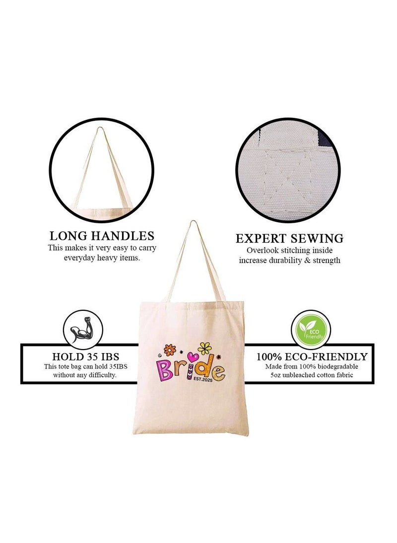 Bride Est Cotton Tote Bag For Weddings And Bachelorette Parties-Perfect For Brides And Bridesmaids-Wedding Gift Bag - Image 5
