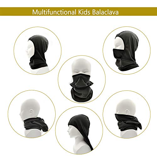 Yuhan Pretty Kids Balaclava Ski Mask Windproof Fleece Neck Warmer Gaiter Winter Face Warmer for Cold Weather Boys Girls (2pcs Black+Purple) - Image 5