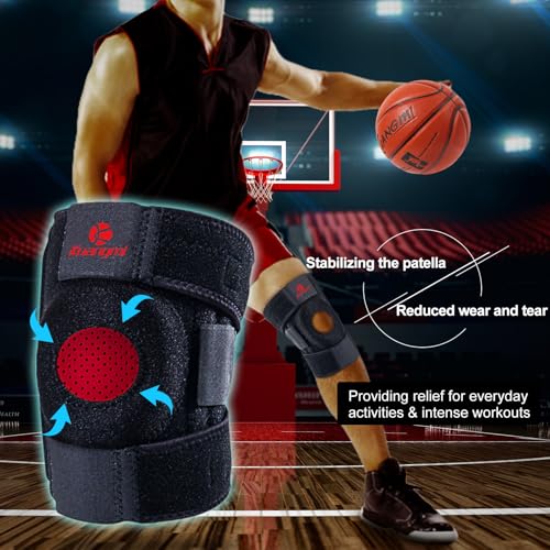 Kuangmi Knee Brace with Side Stabilizers & Patella Gel Pad,Adjustable Compression Knee Support with Arthritis Relief,Injury Recovery,Running,Weightlifting,Climbing,Basketball(Black,2-Springs,S/M - Image 4