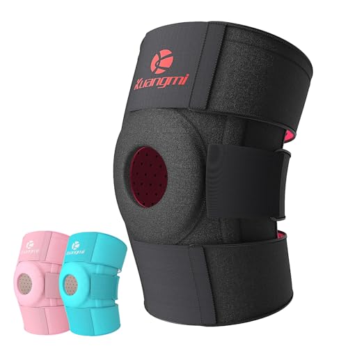 Kuangmi Knee Brace with Side Stabilizers & Patella Gel Pad,Adjustable Compression Knee Support with Arthritis Relief,Injury Recovery,Running,Weightlifting,Climbing,Basketball(Black,2-Springs,S/M - Image 1