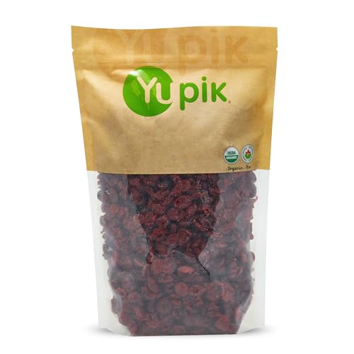 Yupik Organic Cranberries, 2.2 lb (35.2 oz), Non-GMO, Gluten-Free, Kosher, Vegan, Sweetened Dried Fruits, Fruity & Tart, Plump & Chewy, Source of Fiber, Healthy Snacks, Ideal for Baking & Topping - Image 1