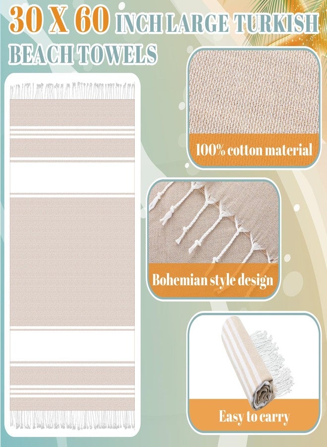 Mindsoft Set of 12 Turkish Beach Towels Bulk 100% Cotton Prewashed Quick Dry Travel Beach Towels for Vacation Essential Pool Sport Camping Swimming 30 x 60 Inch(Beige Gray) - Image 2