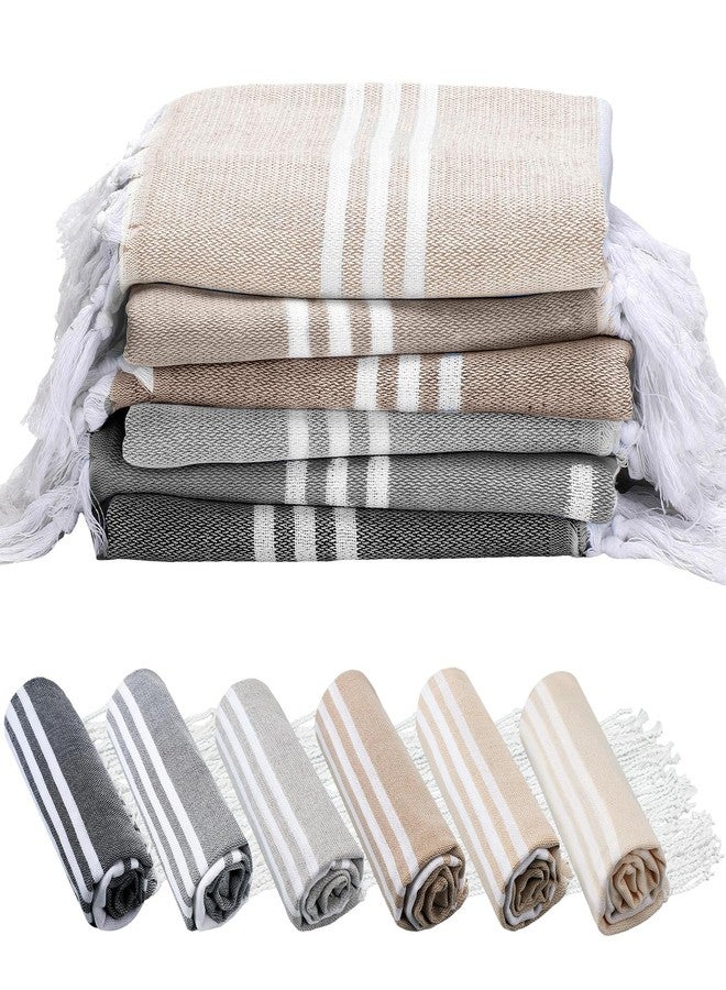 Mindsoft Set of 12 Turkish Beach Towels Bulk 100% Cotton Prewashed Quick Dry Travel Beach Towels for Vacation Essential Pool Sport Camping Swimming 30 x 60 Inch(Beige Gray) - Image 1