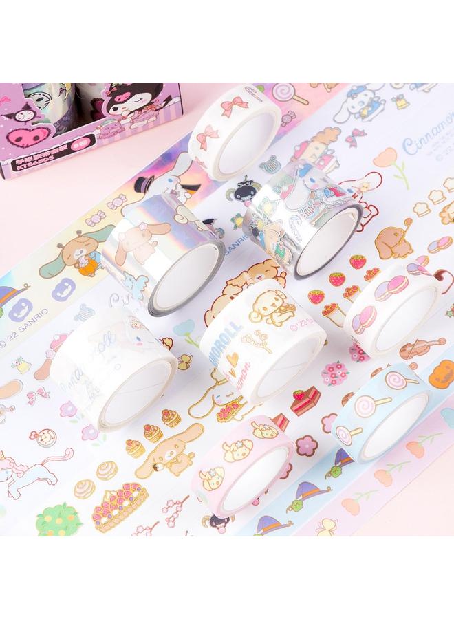 Bluejw Guangbo 86505 Sanrio Kulomi Hand Account Tape 8 Roll Hand Account And Paper Transfer Laser Sticker Suit - Image 3