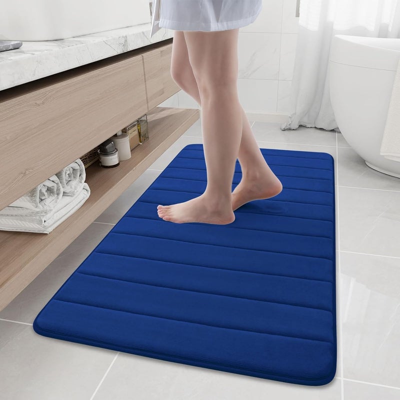 Buganda Memory Foam Bath Mat, 47" x 24", Ultra Soft and Non-Slip Bathroom Rugs, Water Absorbent and Machine Washable Bath Rug Runner for Bathroom, Shower, and Tub, Navy Blue - Image 1