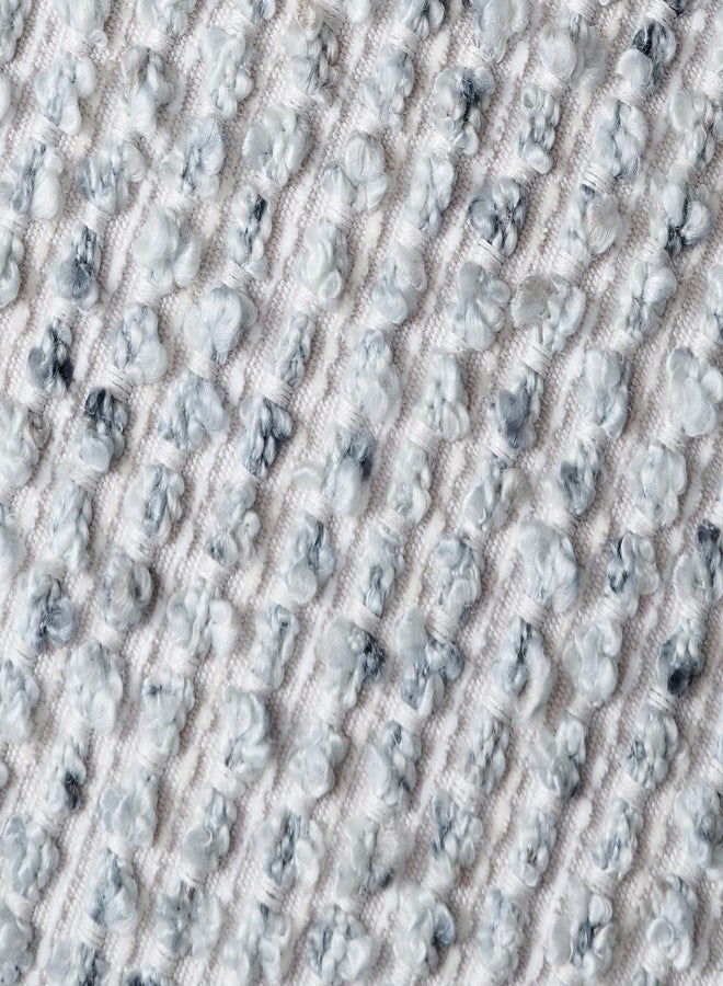 DEZENE Striped Throw Pillow Covers 18x18 Set of 2 Blue Textured Boucle Chic Morden Boho Accent Farmhouse Square Decorative Couch Pillow Covers for Home Decor Bed Sofa Living Room - Image 2