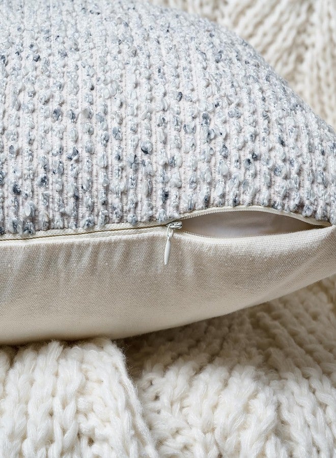 DEZENE Striped Throw Pillow Covers 18x18 Set of 2 Blue Textured Boucle Chic Morden Boho Accent Farmhouse Square Decorative Couch Pillow Covers for Home Decor Bed Sofa Living Room - Image 3