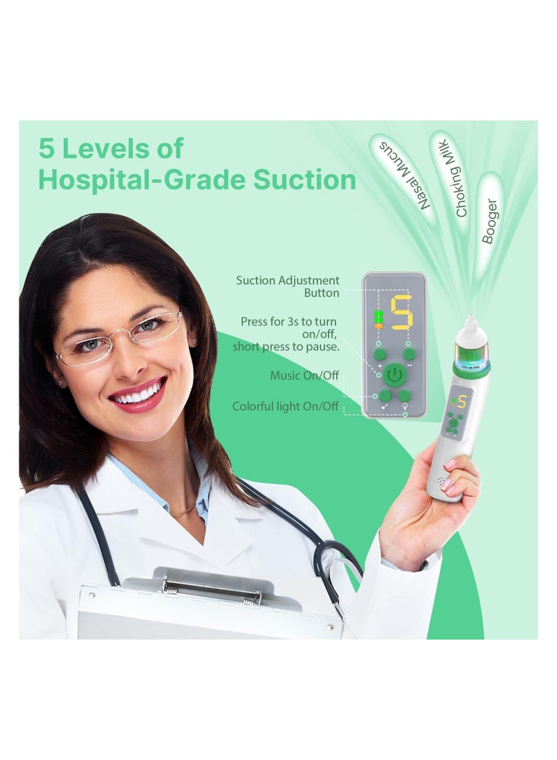 SYOSI 1PCS Automatic Nose Cleaner with Silicone Nose Tips  5 Levels of Suction  Soothing Function Rechargeable Portable - Image 5