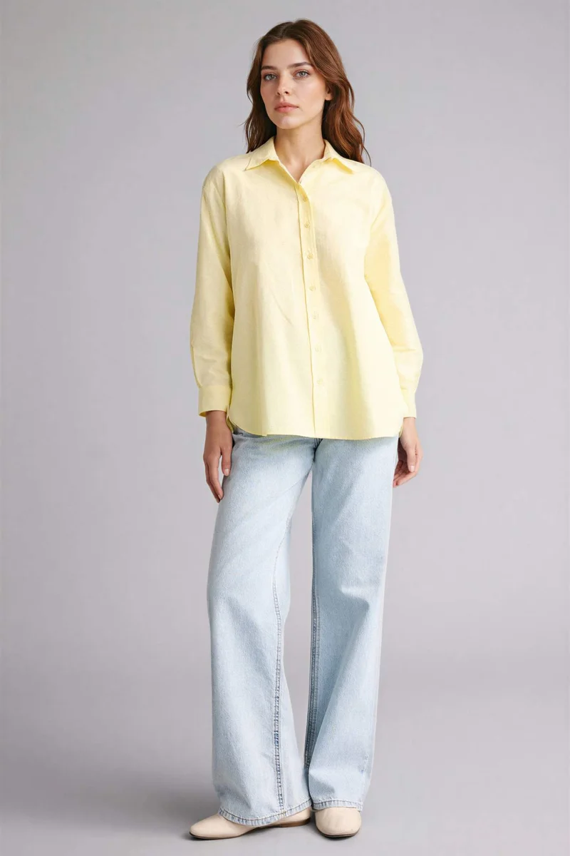 ديفاكتو Relax Fit Poplin Shirt Collar Long Sleeve Tunic