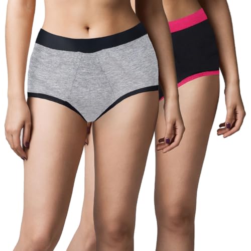 DChica Essentials Women Period Panties, Super Absorbent Menstrual Underwear, Reusable Leakproof Cotton Rash Free Briefs, Anti-Microbial Lining, Light to Medium Flow, Easy to Wash, No Pad Required_2Pc - Image 1