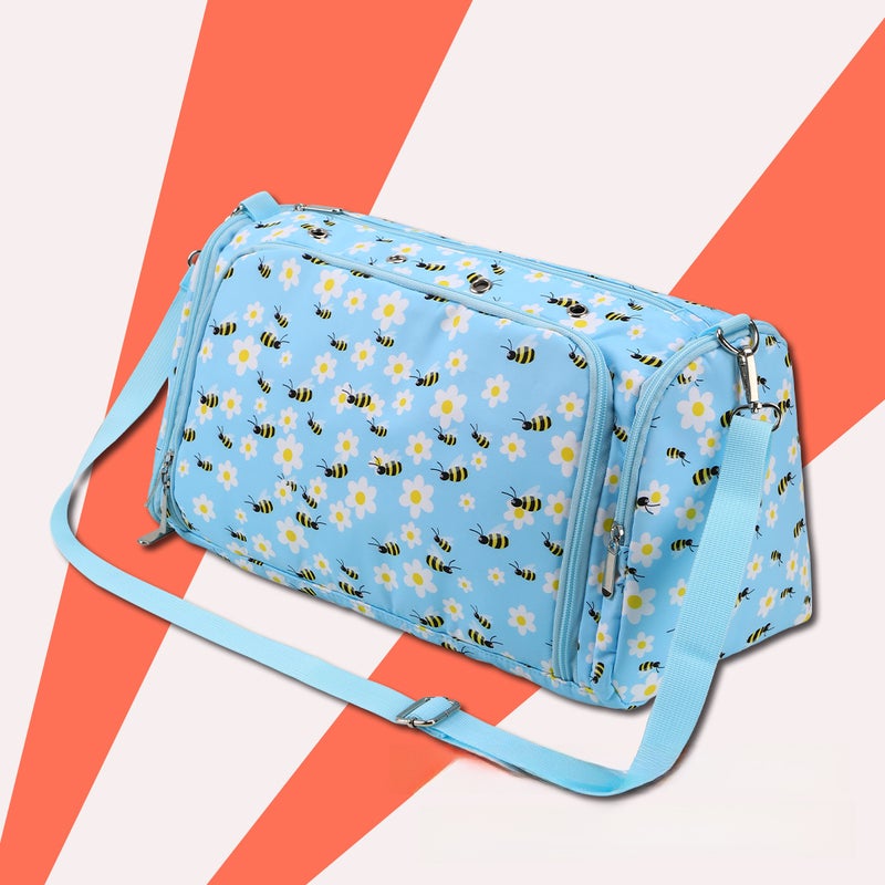 Multifunctional Knitting Organizer Crossbody Bag Bee wildflowers
