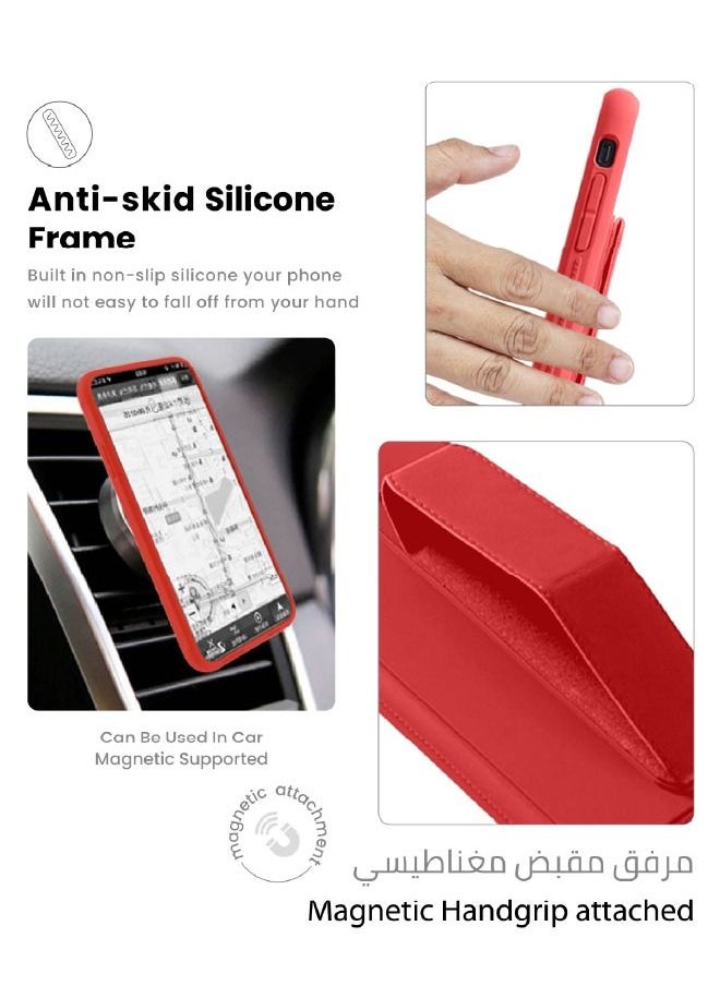 INEIX - 3-in-1 Magnetic Wrist Strap Hand Grip with Stand Case Cover For Apple iPhone 13 Pro Max Red - Image 1
