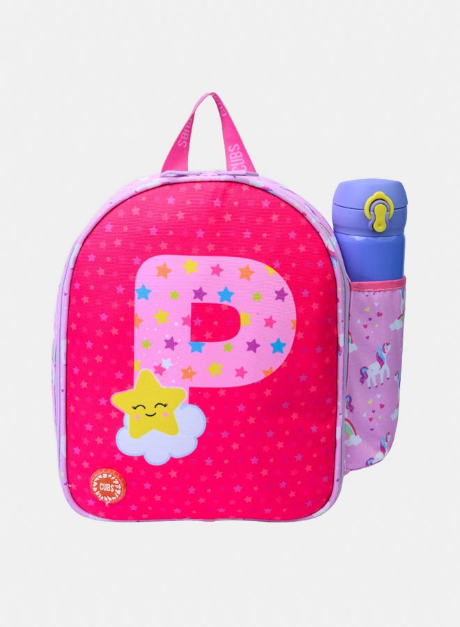CUBS Nursery Pink Unicorn Letter P Lunch backpack - Image 2