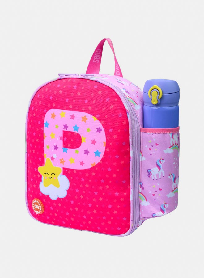 CUBS Nursery Pink Unicorn Letter P Lunch backpack - Image 1