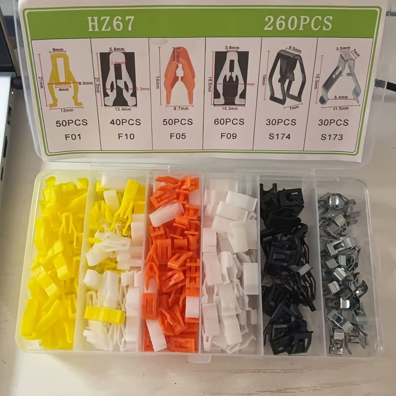 260Pcs Universal Car Clips Kit Push Pin Retainer Fasteners Set for Vehicle Trim - Image 1