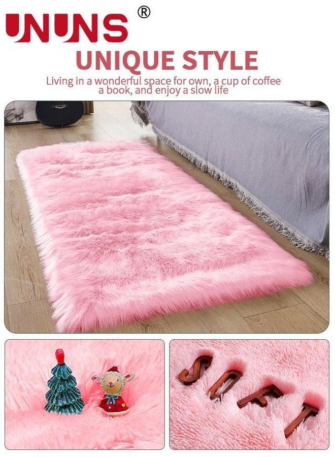 UNUNS Faux Fluffy Area Rugs For Bedroom,Luxury Ultra Soft Plush Carpet Kids Room Home Decor Living Floor Mat,Rectangle,40x120cm  - Image 4