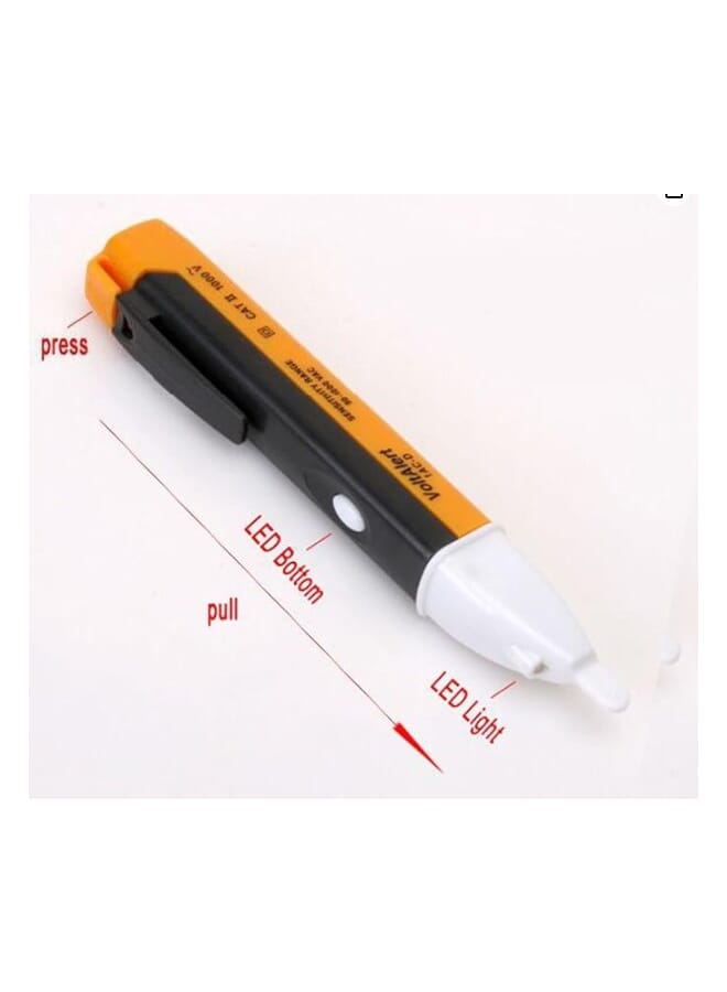 Non Contact Voltage Alert ABS Plastic Pocket Pen 90-1000V Voltage Detector with LED Light (Yellow)  - Image 1