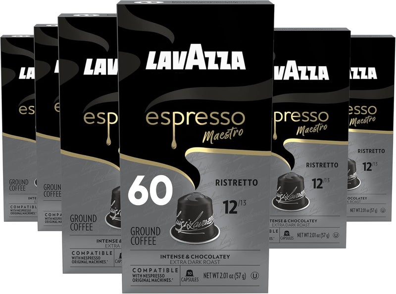 Lavazza Espresso Maestro Ristretto Aluminum Capsules - Dark Espresso Roast, Arabica and Robusta Blend (60 Capsules) - Image 1