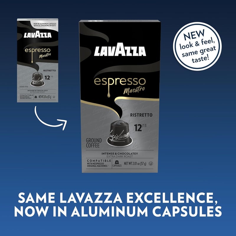 Lavazza Espresso Maestro Ristretto Aluminum Capsules - Dark Espresso Roast, Arabica and Robusta Blend (60 Capsules) - Image 4